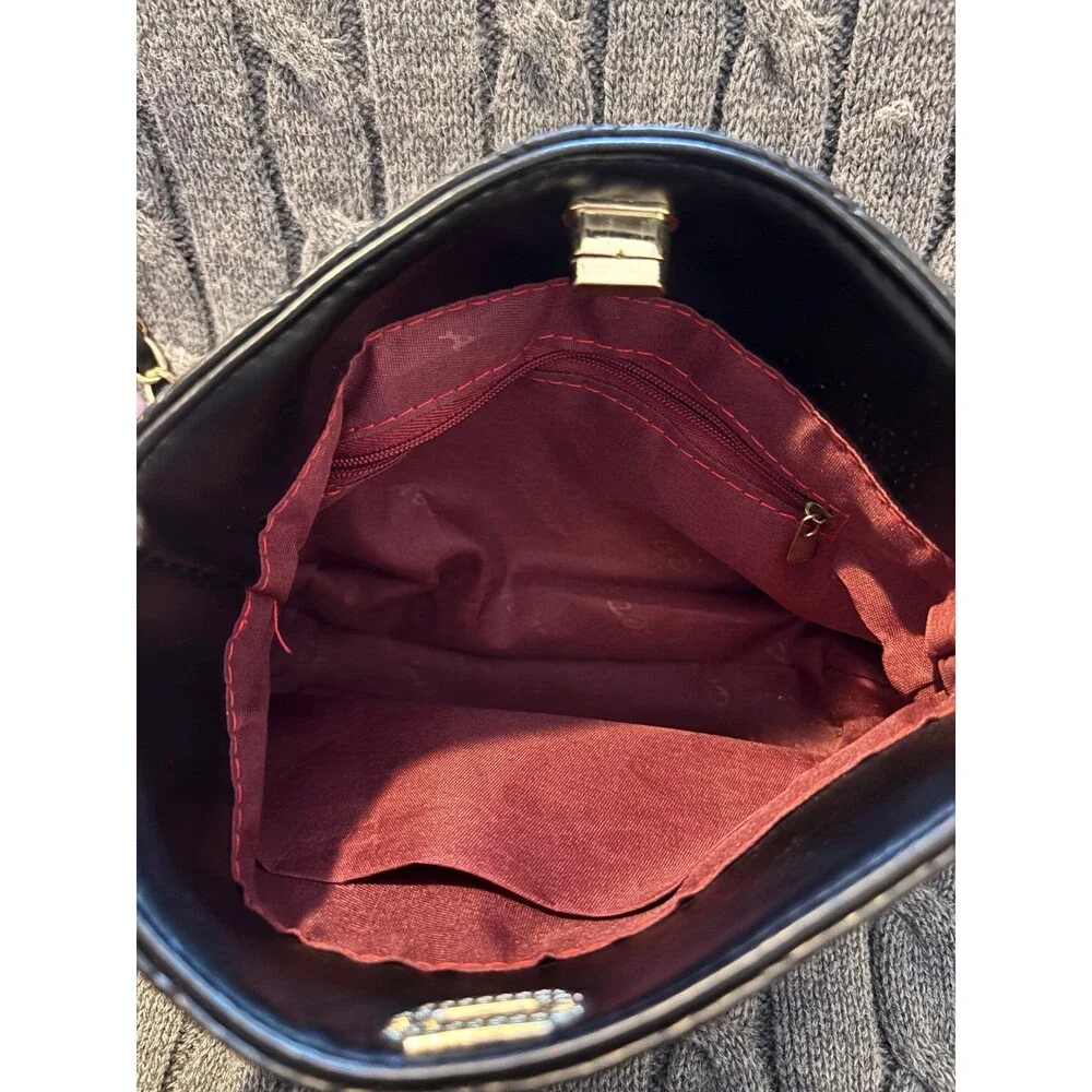 Unbranded Black Quilted Crossbody Bag | Classic Turnlock Chain Strap Mini Should
